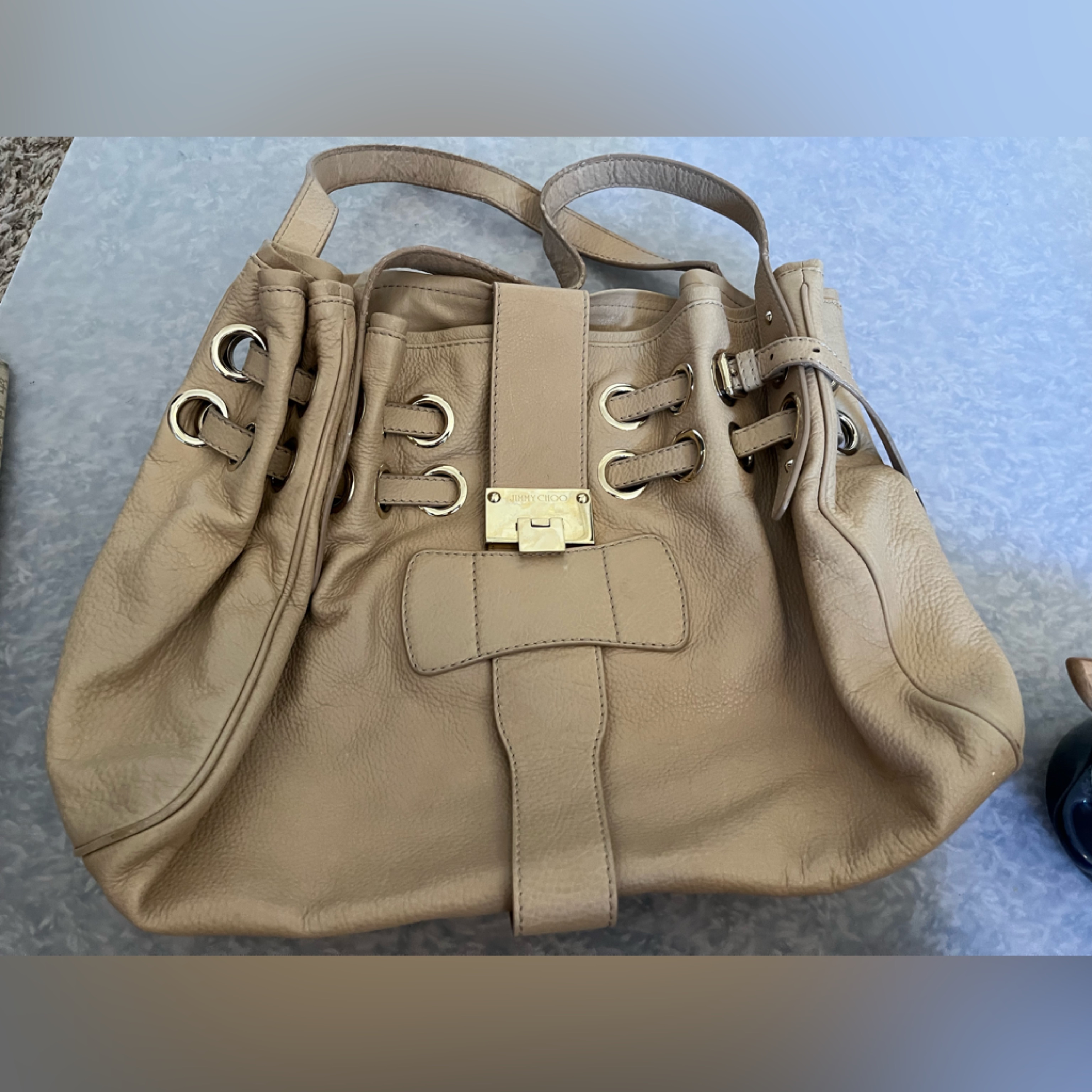 Jimmy Choo Beige Leather Shoulder Bag
